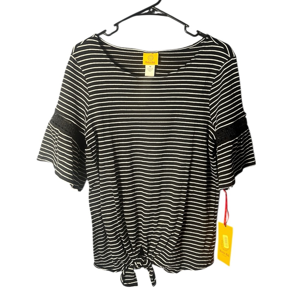 Ruby Rd Women’s Striped Tie-Front Top – Size M (New with Tags) - Picture 1 of 9
